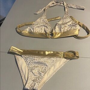 Guess leopard Gold and Cream Bikini Set